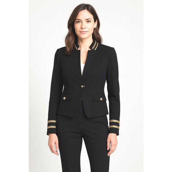 The Limited Outback Military Cropped Blazer Red Black Gold Trim S Nautical 52-21 - Picture 1 of 13
